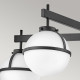 Lampada a soffitto per bagno in acciaio e 5 diffusori a boccia in vetro opalino