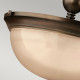 Lampada a soffitto rustica in acciaio con diffusore in vetro ambrato a 3 luci