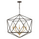 Lampadario grande in bronzo con diffusore a 5 luci dal design moderno