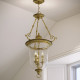 Lampada a sospensione grande in ottone classica diffusore in vetro con 3 luci