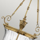Lampada a sospensione grande in ottone classica diffusore in vetro con 3 luci