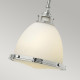 Lampada a sospensione grande struttura in acciaio e diffusore in vetro opalino