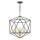 Lampadario in bronzo con diffusore a 3 luci dal design moderno