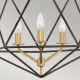 Lampadario in bronzo con diffusore a 3 luci dal design moderno