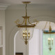 Lampada a sospensione media in ottone classica diffusore in vetro con 3 luci