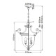 Lampada a sospensione media in ottone classica diffusore in vetro con 3 luci