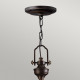 Lampada a sospensione rustica in acciaio con diffusore in vetro ambrato a 3 luci