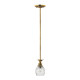 Lampada a sospensione rustica in ottone con diffusore singolo in vetro a 1 luce