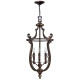 Lampadario rustico con struttura in acciaio con diffusore a 4 luci