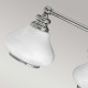 Lampada da parete a LED per bagno in acciaio con 3 diffusori in vetro