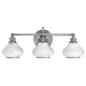 Lampada da parete a LED per bagno in acciaio con 3 diffusori in vetro