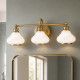 Lampada da parete a LED per bagno in acciaio con 3 diffusori in vetro