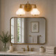 Lampada da parete a LED per bagno in acciaio con doppio diffusore in vetro