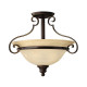 Lampada da soffitto classica in acciaio e diffusore in vetro con 2 lampadine