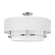 Lampada da soffitto grande con struttura in acciaio e diffusore in tessuto