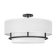 Lampada da soffitto grande con struttura in acciaio e diffusore in tessuto