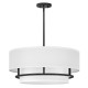 Lampada da soffitto grande con struttura in acciaio e diffusore in tessuto