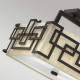 Lampada da soffitto in acciaio con paralume in tessuto dal design moderno