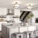 Lampada da soffitto moderna con struttura in acciaio e diffusore in tessuto