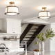 Lampada da soffitto moderna con struttura in acciaio e diffusore in tessuto