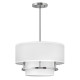 Lampada da soffitto piccola con struttura in acciaio e diffusore in tessuto