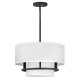 Lampada da soffitto piccola con struttura in acciaio e diffusore in tessuto