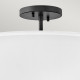 Lampada da soffitto piccola con struttura in acciaio e diffusore in tessuto