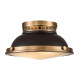 Lampada da soffitto plafoniera rotonda rustica in acciaio e diffusore in vetro