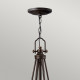 Lampadario con struttura rustica in acciaio e 6 diffusori in vetro ambrato