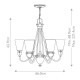 Lampadario con struttura rustica in acciaio e 6 diffusori in vetro ambrato