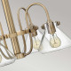 Lampadario dal design moderno in acciaio con 4 diffusori in vetro trasparente