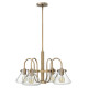 Lampadario dal design moderno in acciaio con 4 diffusori in vetro trasparente