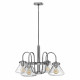 Lampadario dal design moderno in acciaio con 4 diffusori in vetro trasparente