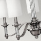 Lampadario dallo stile moderno in acciaio con diffusori in lino a 5 luci