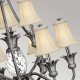Lampadario gigante rustico in acciaio e in vetro a 10 luci con paralume in lino