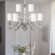 Lampadario grande dallo stile moderno in acciaio con diffusori in lino a 9 luci