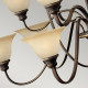 Lampadario grande in acciaio con 15 diffusori in vetro dal design classico