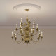 Lampadario grande in ottone dal design classico con 25 lampadine