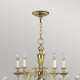 Lampadario grande in ottone dal design classico con 25 lampadine