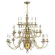 Lampadario grande in ottone dal design classico con 25 lampadine