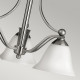 Lampadario in acciaio con 3 diffusori in vetro dal design moderno
