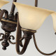 Lampadario in acciaio con 6 diffusori in vetro dal design classico