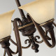 Lampadario in acciaio con 6 diffusori in vetro dal design classico