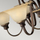 Lampadario in acciaio con 9 diffusori in vetro dal design classico