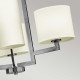 Lampadario in acciaio con diffusori in lino a 4 luci dal design minimal