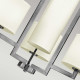 Lampadario in acciaio con diffusori in lino a 4 luci dal design minimal