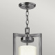 Lampadario in acciaio con diffusori in lino a 4 luci dal design minimal