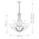 Lampadario in acciaio grande con 9 diffusori in vetro dal design moderno