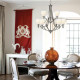 Lampadario in acciaio grande con 9 diffusori in vetro dal design moderno