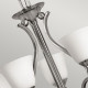 Lampadario in acciaio medio con 5 diffusori in vetro dal design moderno